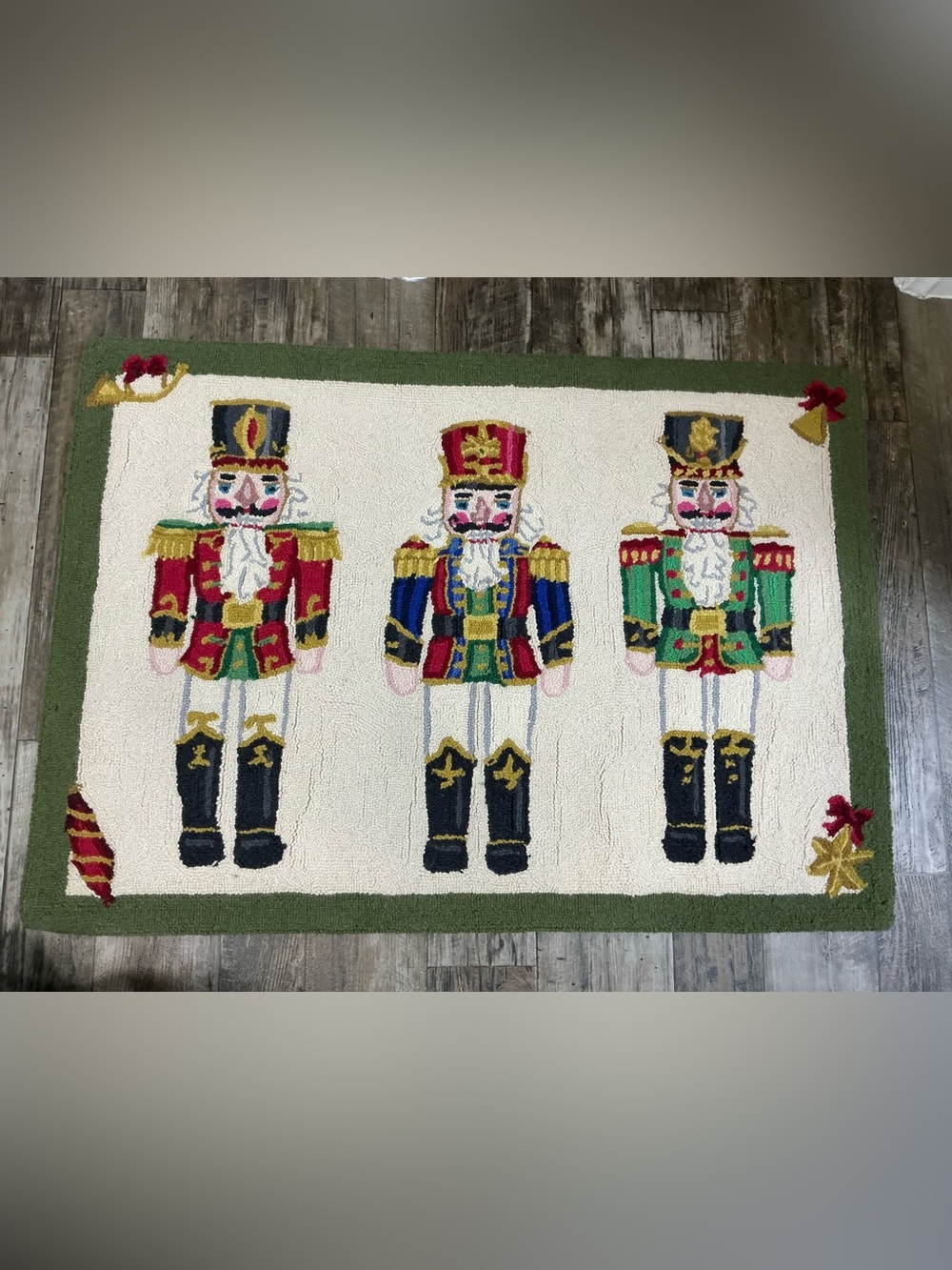 Hand Hooked Wool Nutcracker Christmas Area Rug 34x47 Vintage Holiday Decor